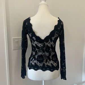 Free People Off the shoulder scalloped lace top Sz M